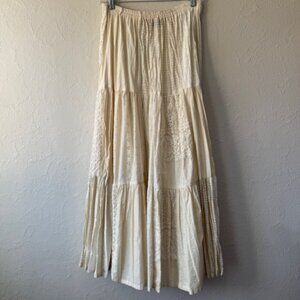 Double D Ranch Tiered Panel Cream pull on skirt size S Vintage